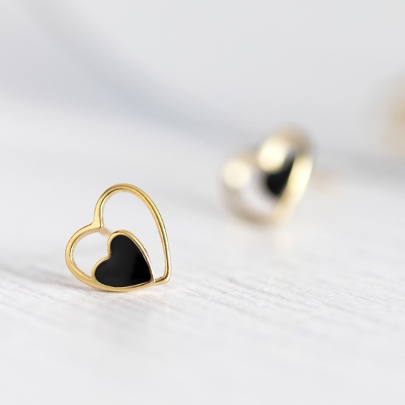 Petite Heart Studs - Only 3 left! - Picture 3 of 8